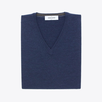 Pull jeansblauw merinos