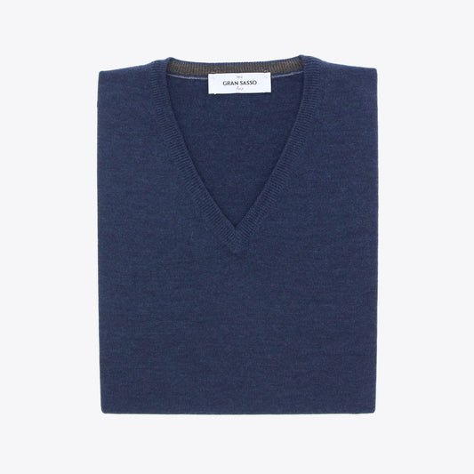 Pull jeansblauw merinos