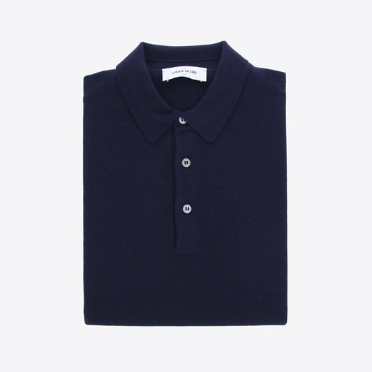 Polo donkerblauw merinos