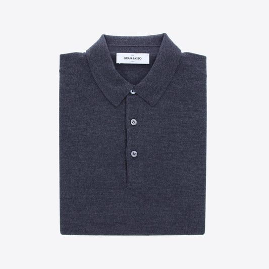 Pull polo donkergrijs merinos
