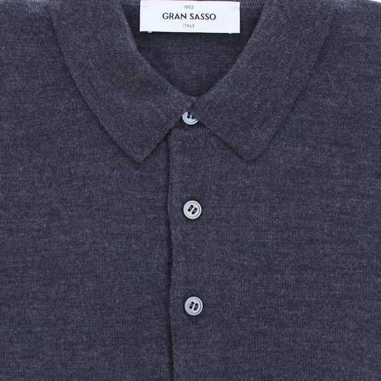 Pull polo donkergrijs merinos