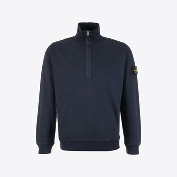 Sweater donkerblauw col montant zip
