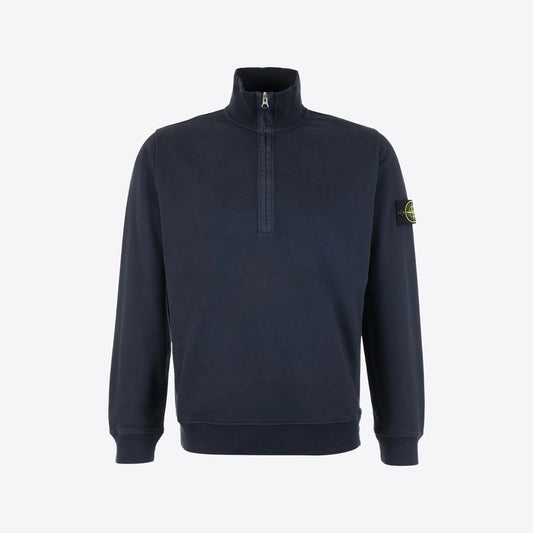 Sweater donkerblauw col montant zip