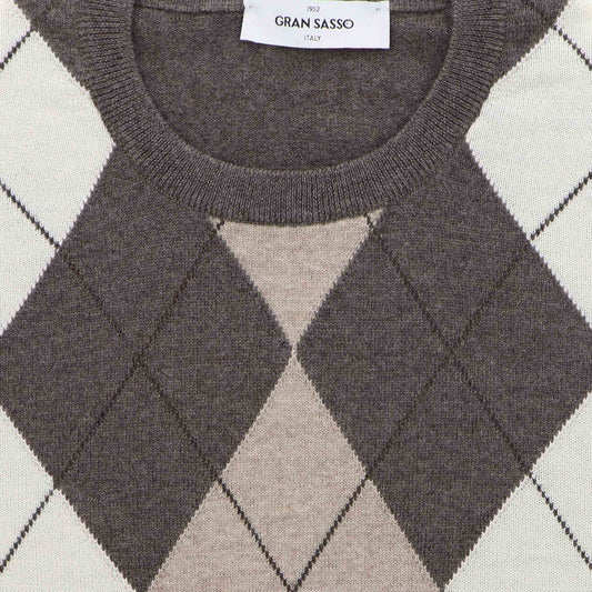 Pull beige grijs ruit