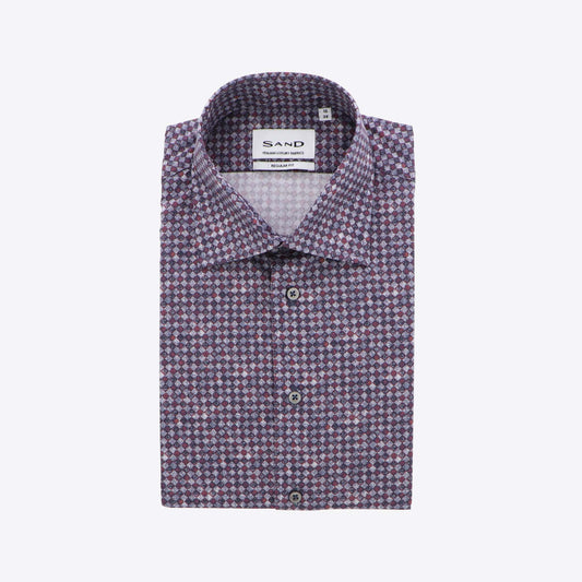 Hemd blauw bordeaux print