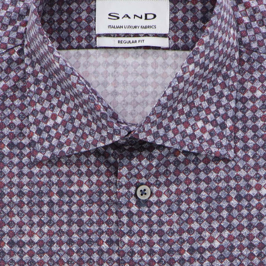 Hemd blauw bordeaux print
