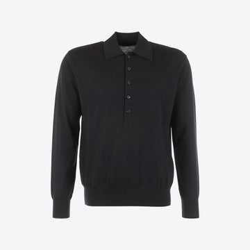 Polo zwart LM merinos Muano