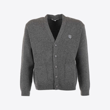 Cardigan donkergrijs knopen lamswol