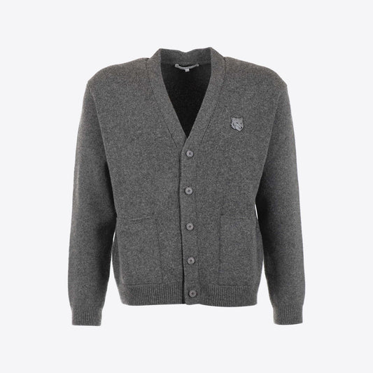 Cardigan donkergrijs knopen lamswol