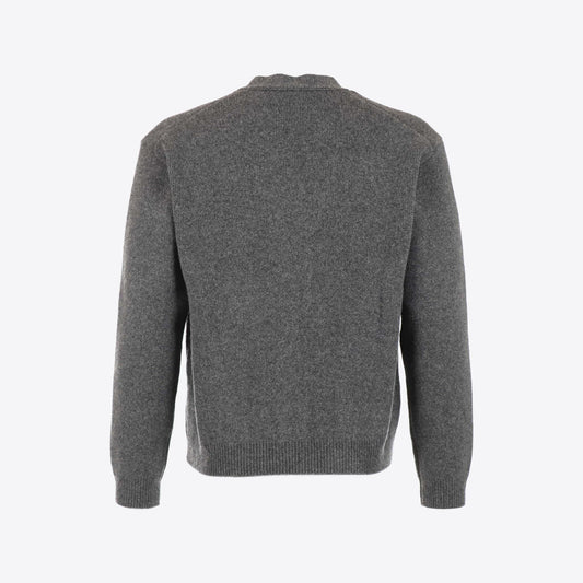 Cardigan donkergrijs knopen lamswol
