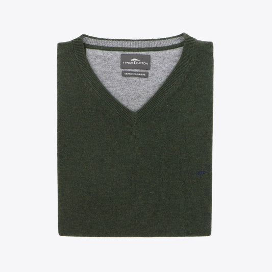 Pull donkergroen lamswol