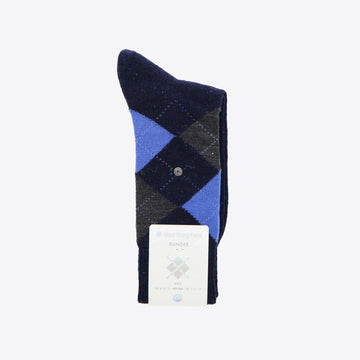 Sokken donkerblauw ruit