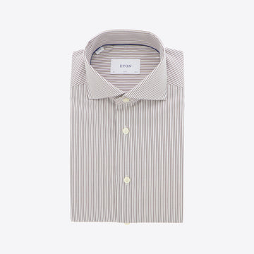 Hemd bruin streep regular fit