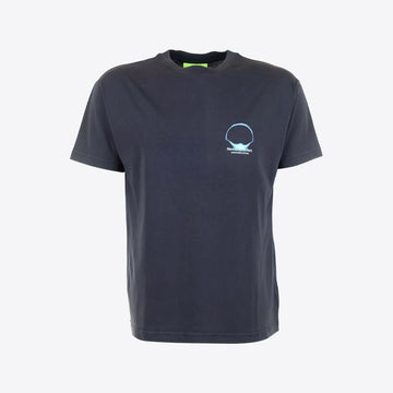 T-shirt donkerblauw print rug