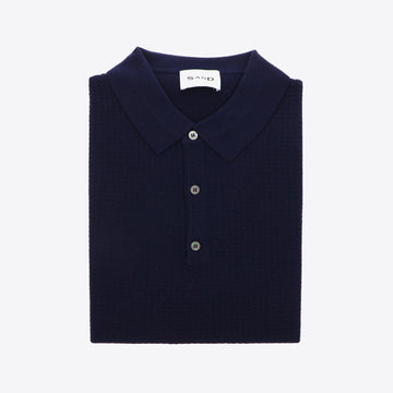 Polo donkerblauw structuur Retro Polo LS