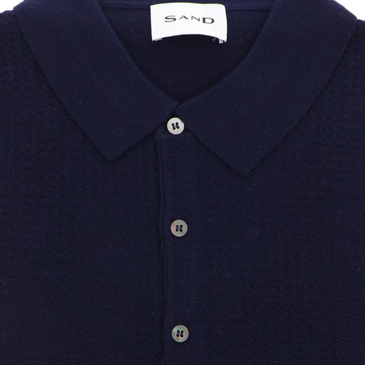 Polo donkerblauw structuur Retro Polo LS