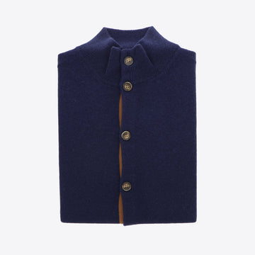 Cardigan donkerblauw knopen cashmere