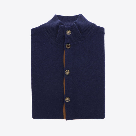 Cardigan donkerblauw knopen cashmere