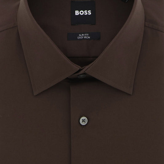 Hemd bruin stretch fit