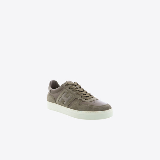 Sneakers kaki leder + daim