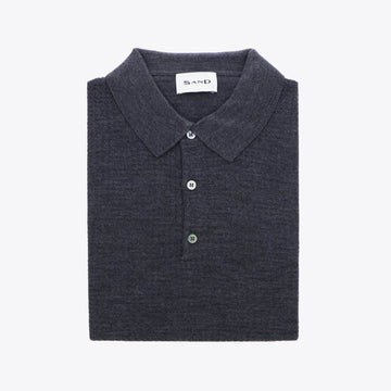 Polo donkergrijs structuur Retro Polo LS