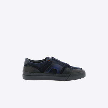 Sneakers donkerblauw leder + daim