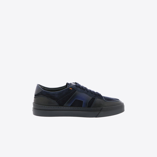 Sneakers donkerblauw leder + daim