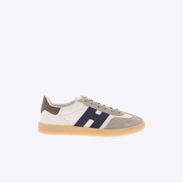 Sneakers beige kaki leder + daim
