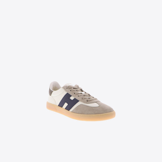 Sneakers beige kaki leder + daim