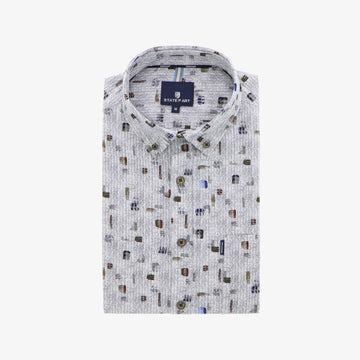 Hemd grijs print