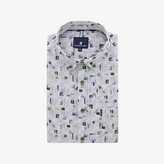 Hemd grijs print