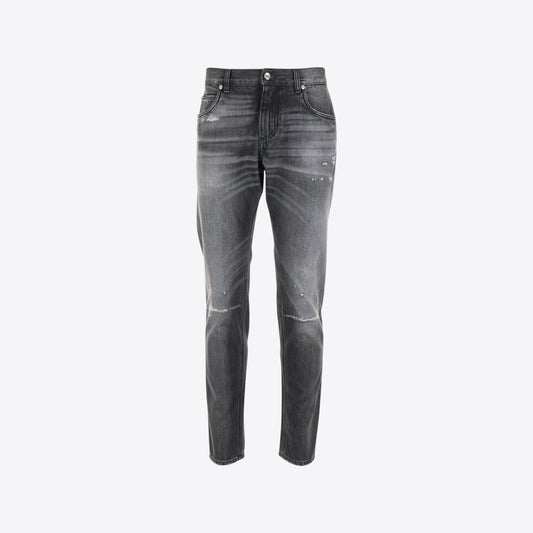 Jeans grijs regular destroyed