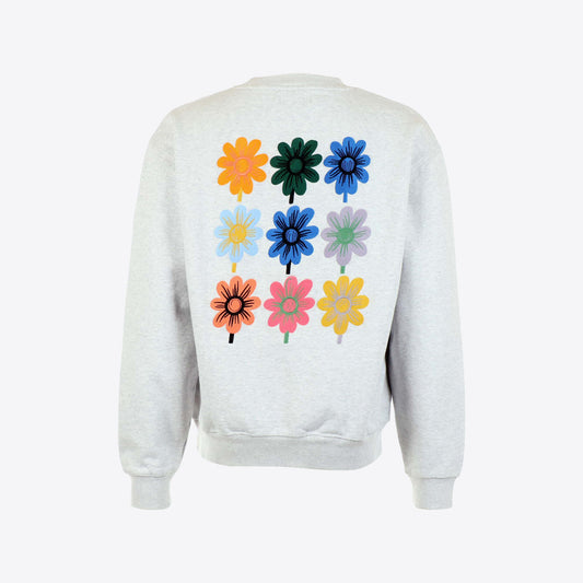 Sweater lichtgrijs flowers