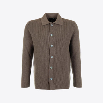 Cardigan bruin  knopen rib cashmere