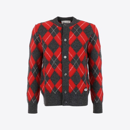 Cardigan grijs rood