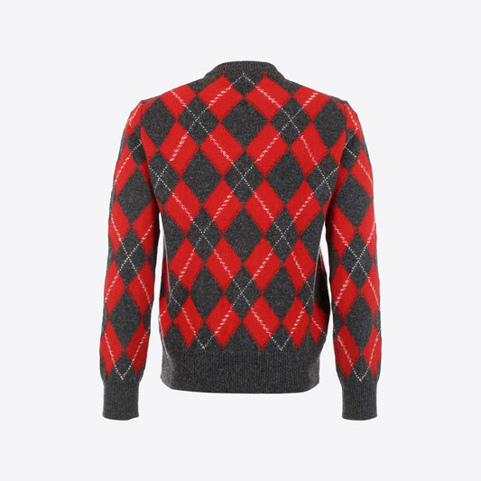 Cardigan grijs rood