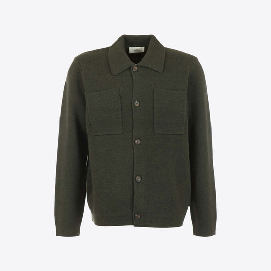 Cardigan donkergroen knoop kraag
