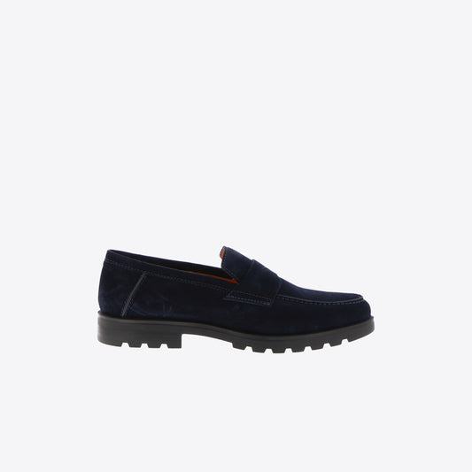 Mocassins donkerblauw daim