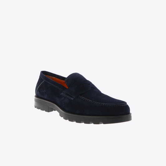 Mocassins donkerblauw daim
