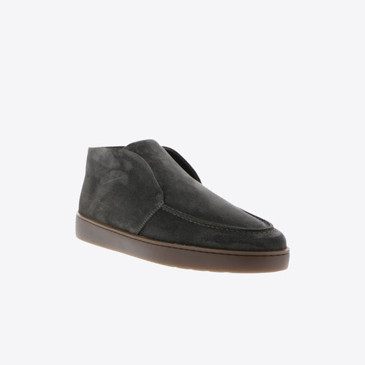 Sneakers donkergrijs pels + daim