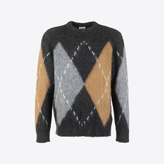Pull grijs ruit alpaca check