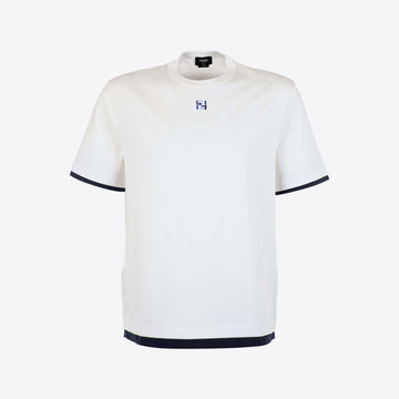 T-shirt wit blauw bies