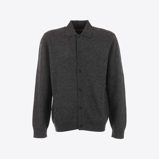 Cardigan donkergrijs knopen kraag