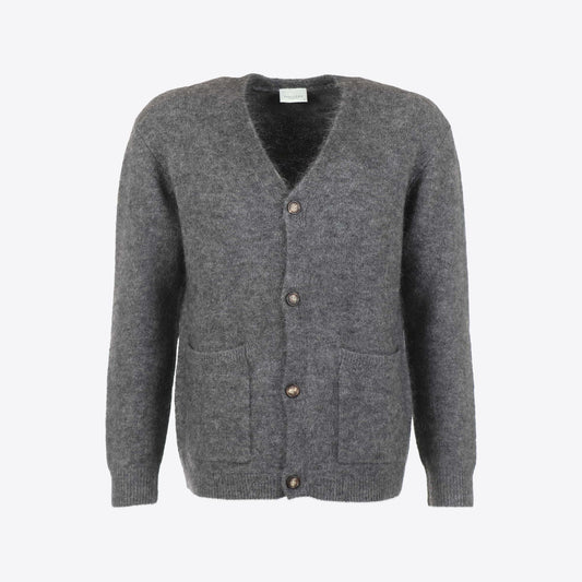 Cardigan donkergrijs knopen alpaca