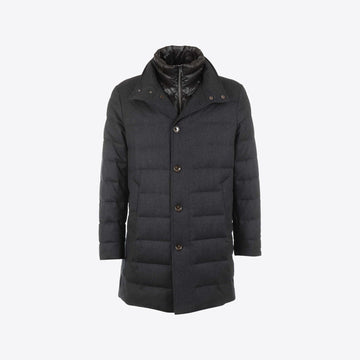 Jas donkergrijs flannel doorstikt