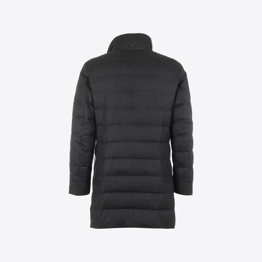 Jas donkergrijs flannel doorstikt