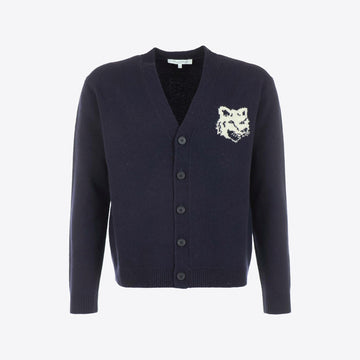 Cardigan donkerblauw knopen lamswol