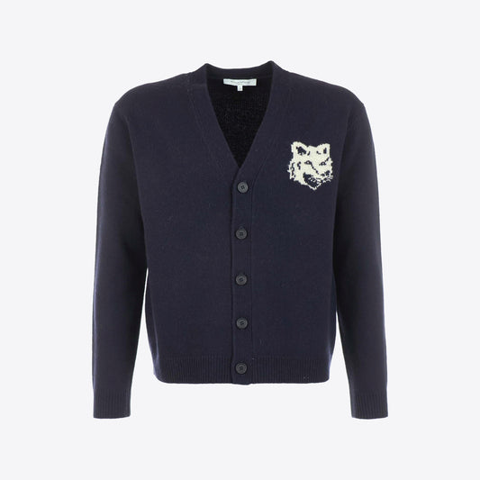 Cardigan donkerblauw knopen lamswol