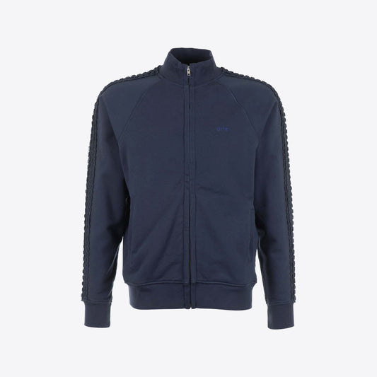 Cardigan donkerblauw sweaterstof braided track