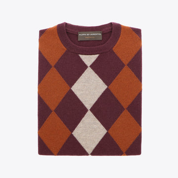 Pull bordeaux ruit